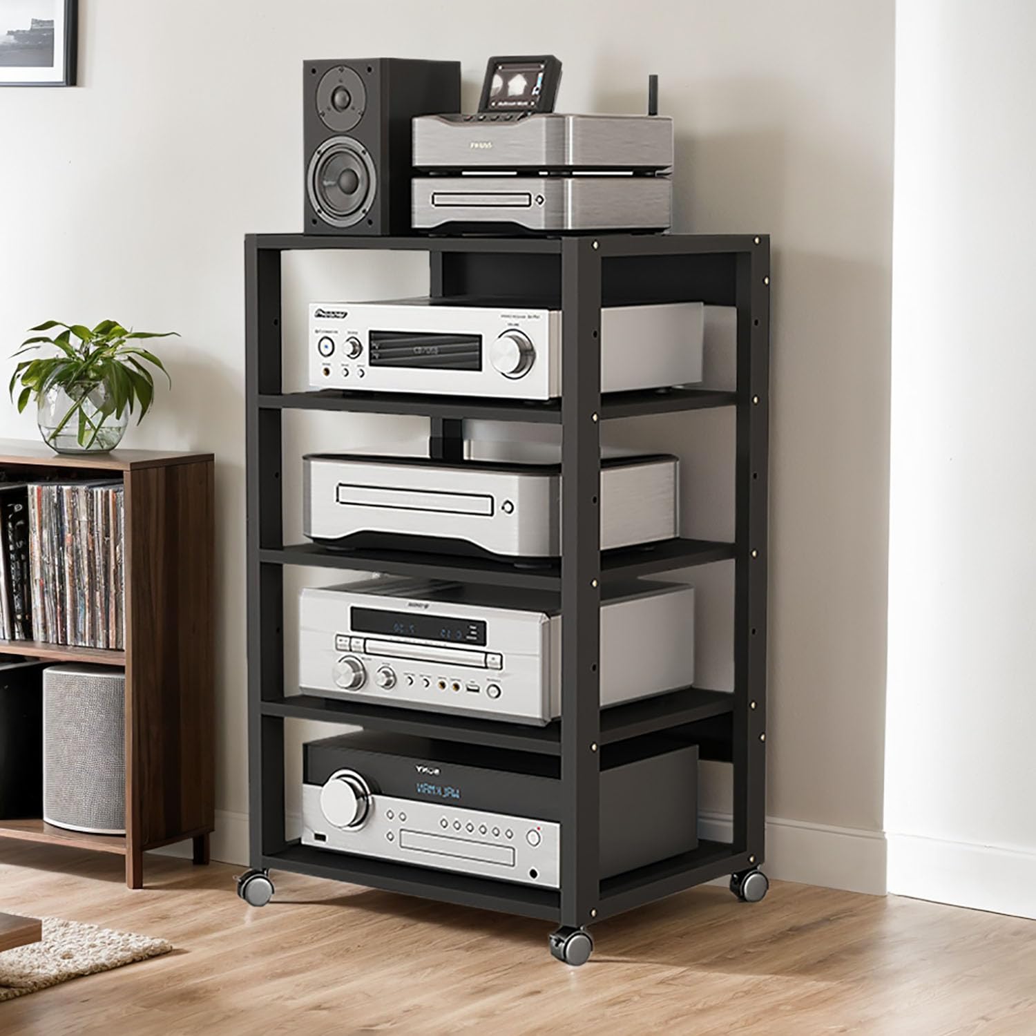 Amazon.com: OMKUOSYA AV Media Tower Stereo Cabinet, 3/4/5 Tier